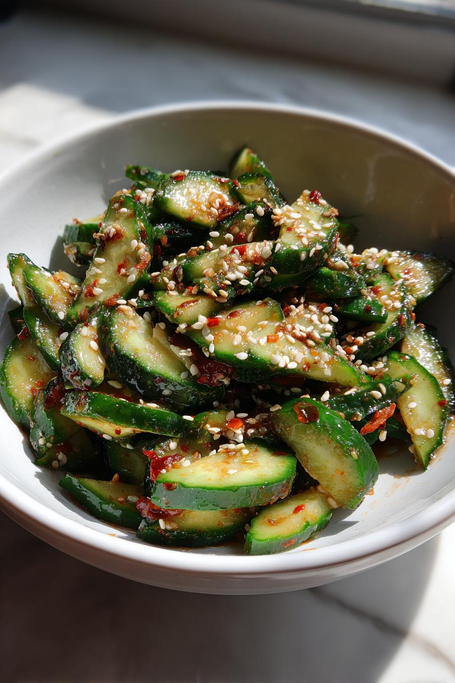 Asiatischer Gurkensalat mit Chili & Sesam: Ein erfrischender Genuss für heiße Sommertage - detail 1