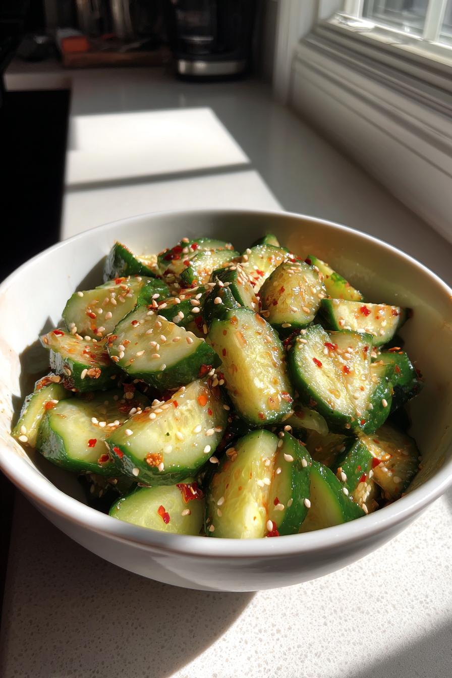 Asiatischer Gurkensalat mit Chili & Sesam: Ein erfrischender Genuss für heiße Sommertage - detail 3