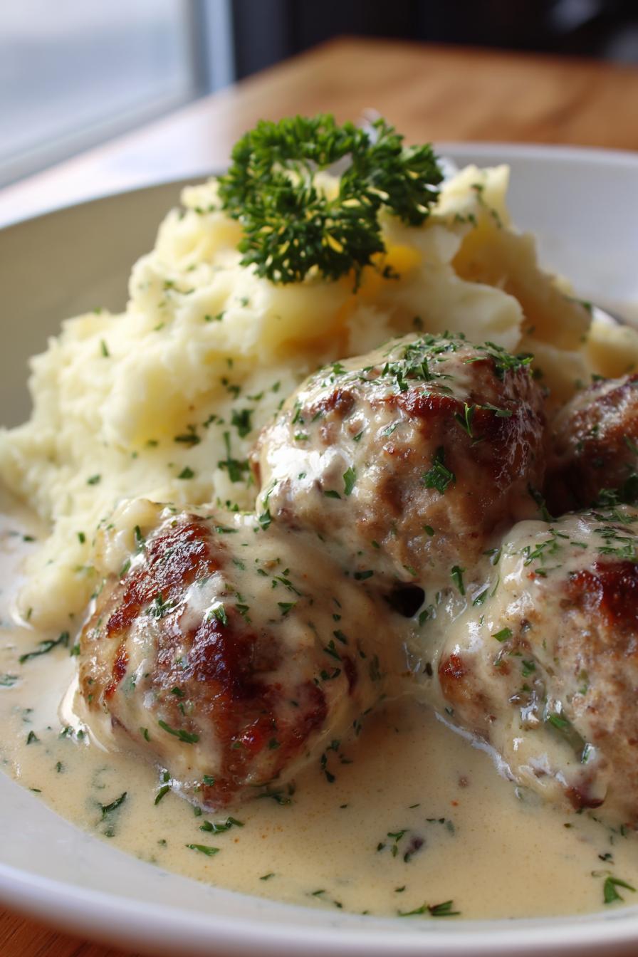 Hackbällchen in cremiger Sauce mit Kartoffelpüree - detail 3