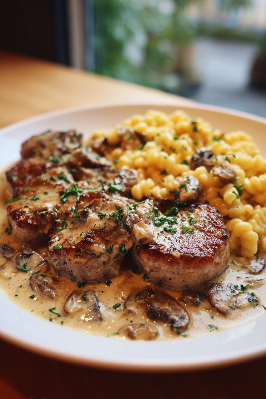 Medaillons in Champignon-Rahmsoße mit Spätzle – Ein wahres Wohlfühlgericht! - detail 1