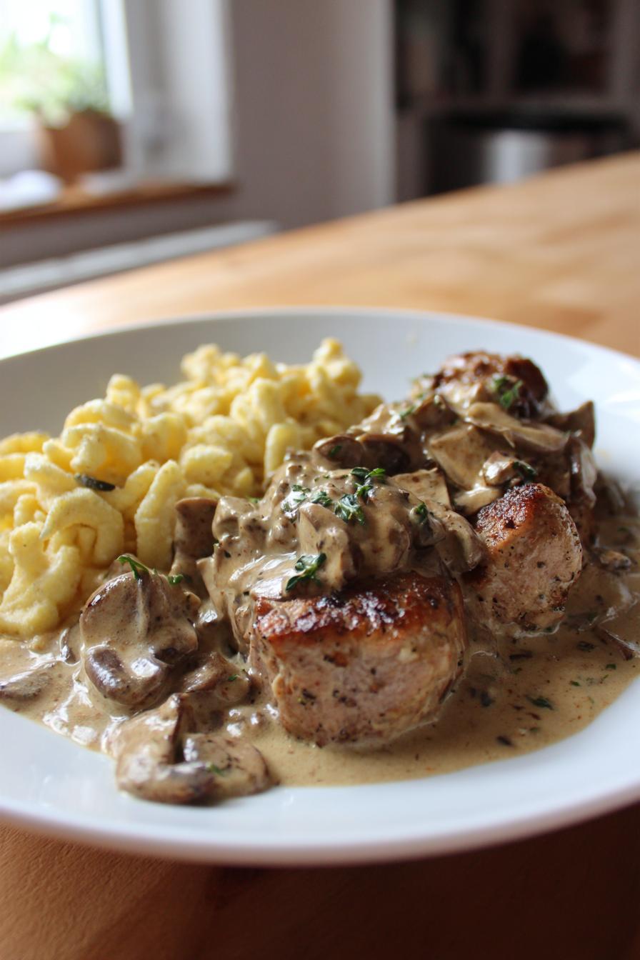 Medaillons in Champignon-Rahmsoße mit Spätzle – Ein wahres Wohlfühlgericht! - detail 3