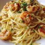 Spaghetti mit Garnelen in Frischkäsesauce