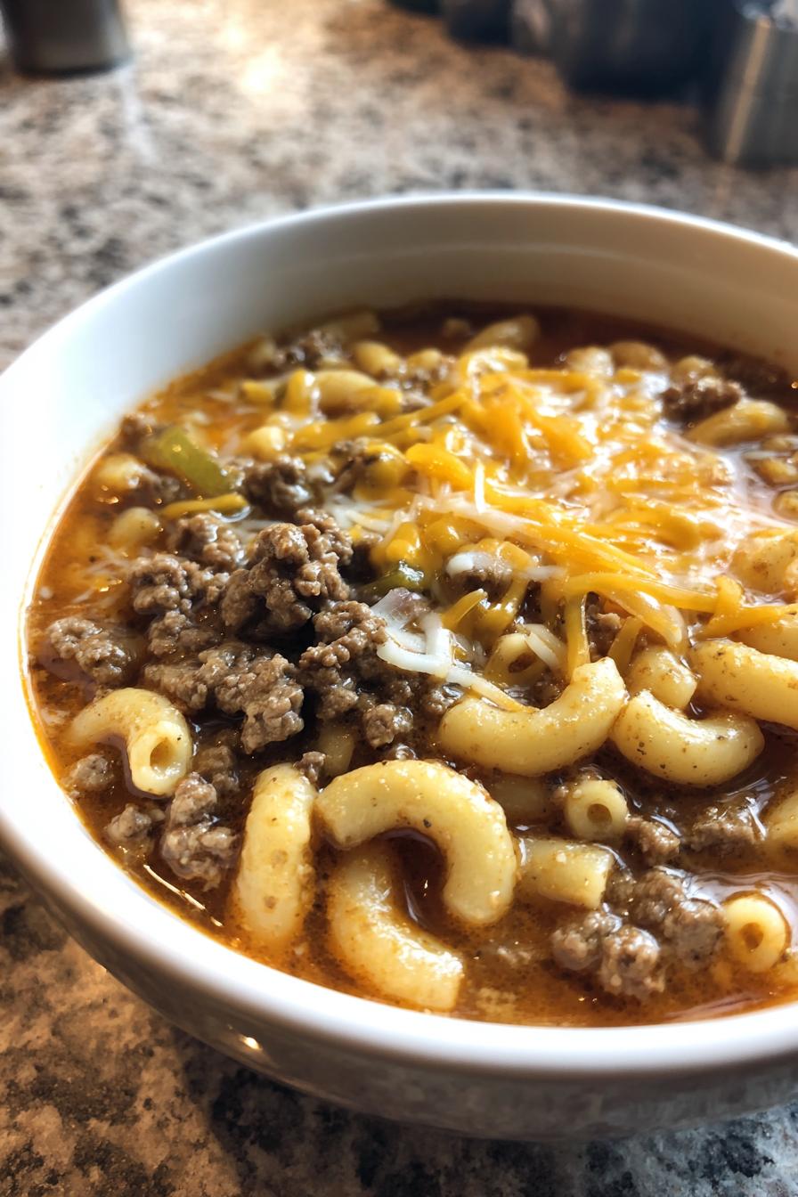 Makkaroni Cheeseburger Suppe - detail 2