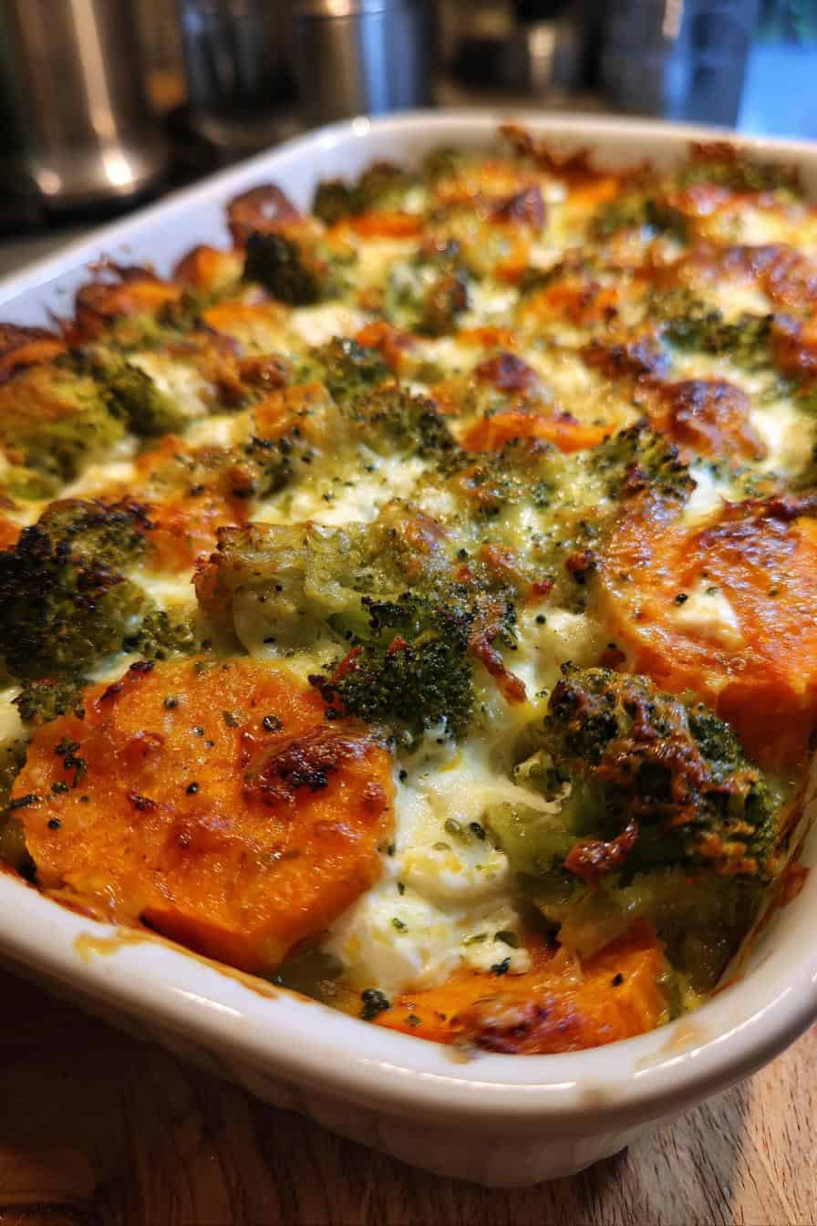 Süßkartoffel-Brokkoli-Auflauf mit Feta