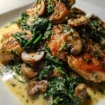 Hähnchen mit Spinat und Champignons