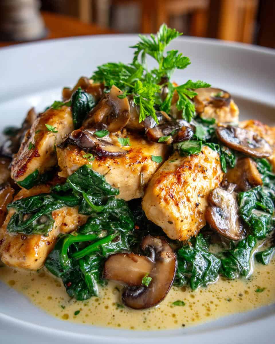 Hähnchen mit Spinat und Champignons - detail 2