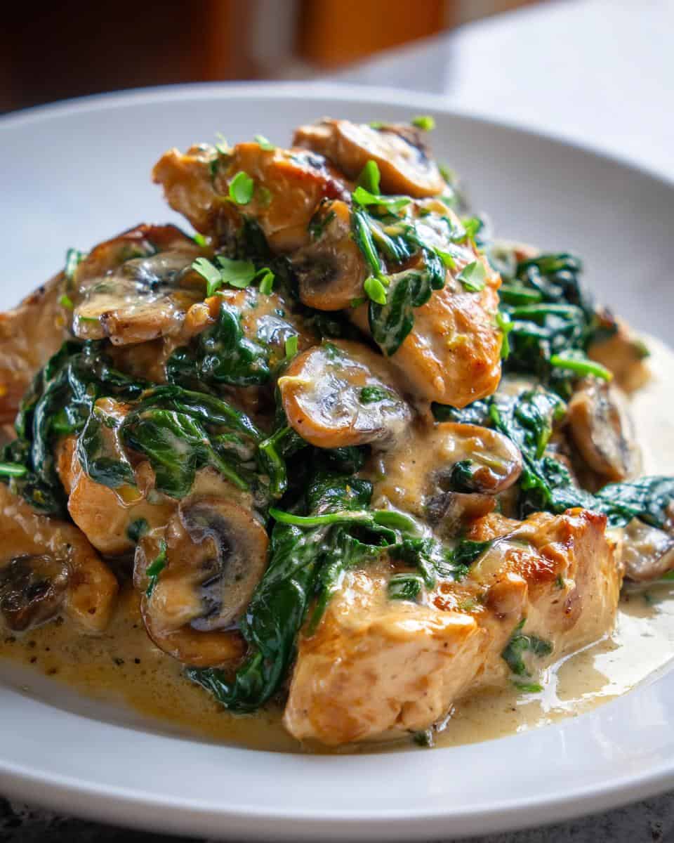 Hähnchen mit Spinat und Champignons - detail 3