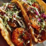 Knusprige Garnelen-Tacos mit frischem Kohlsalat genießen