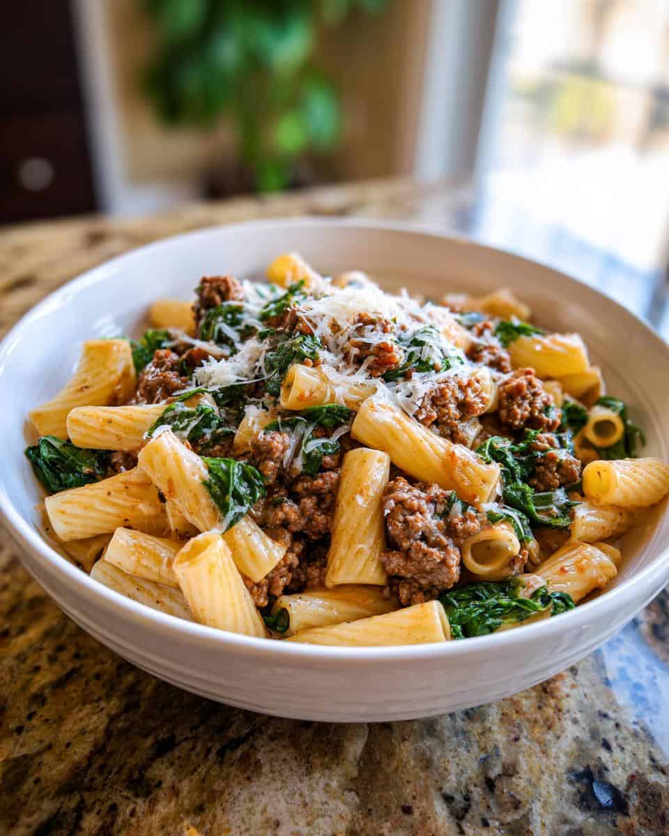 Cremige Hackfleisch-Spinat-Rigatoni - detail 1