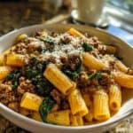 Cremige Hackfleisch-Spinat-Rigatoni
