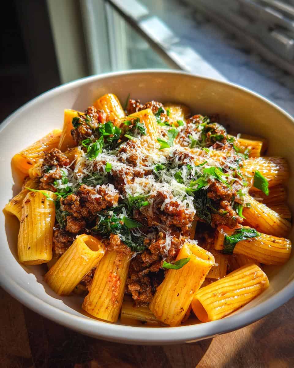 Cremige Hackfleisch-Spinat-Rigatoni - detail 2