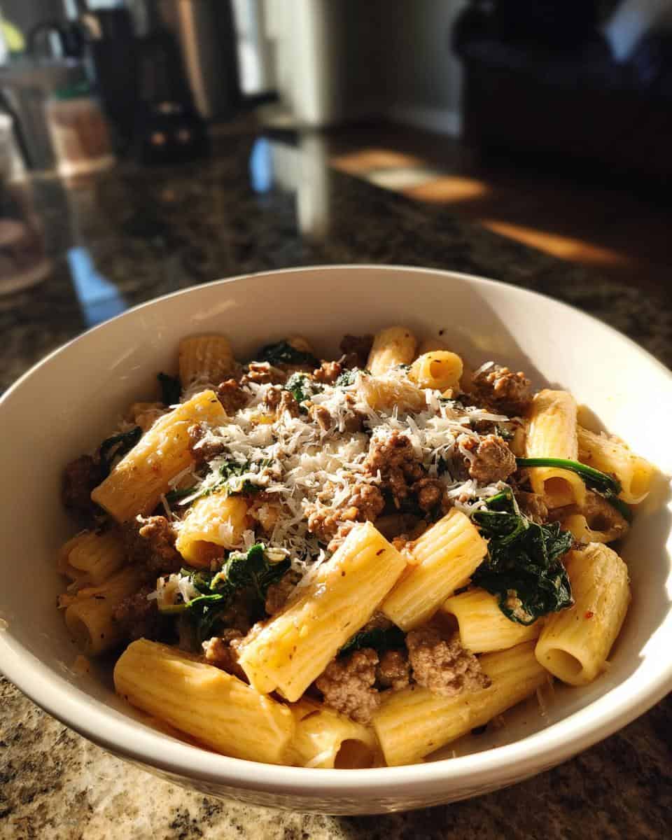 Cremige Hackfleisch-Spinat-Rigatoni - detail 3