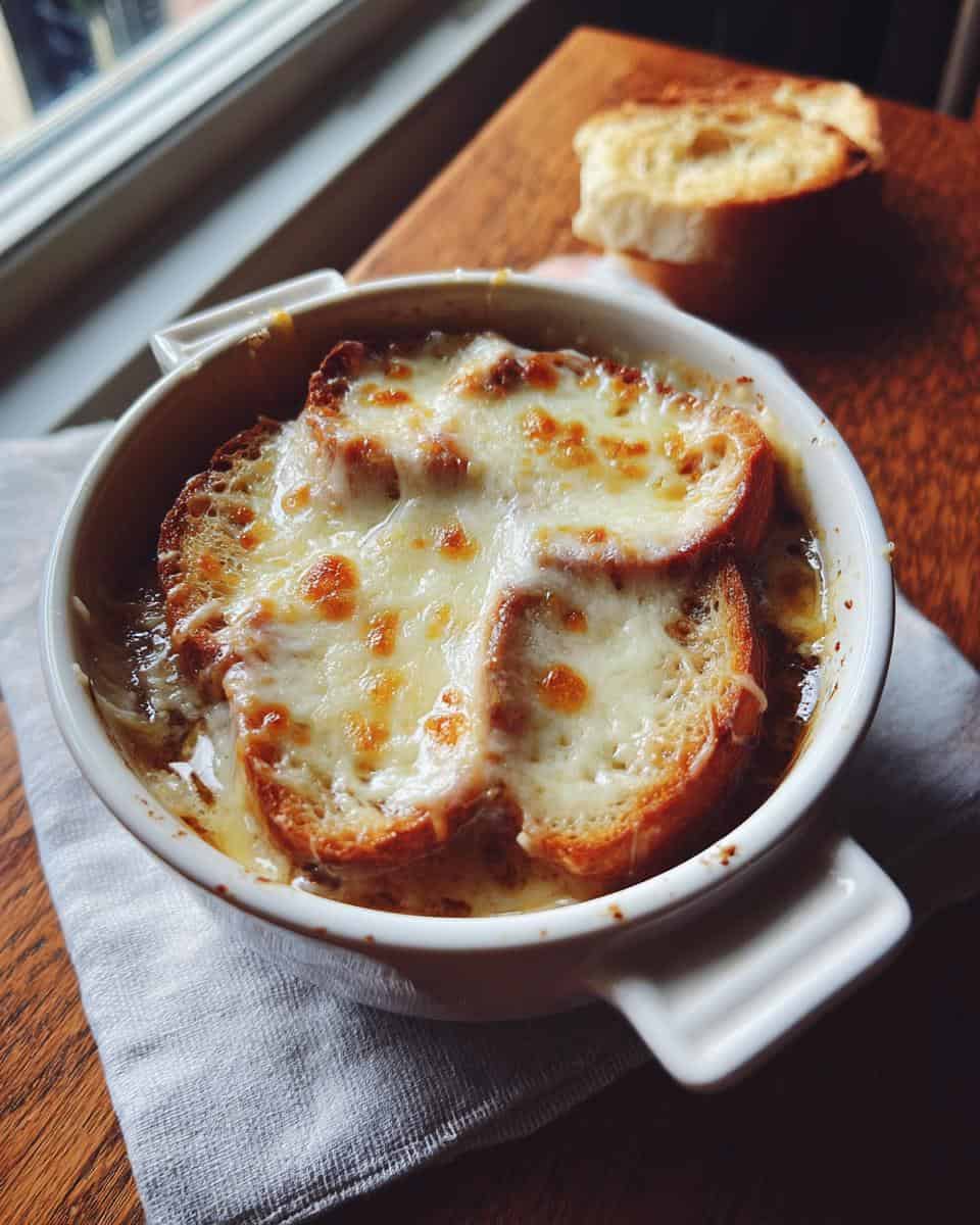 Klassische Französische Zwiebelsuppe mit Käsekruste - detail 2