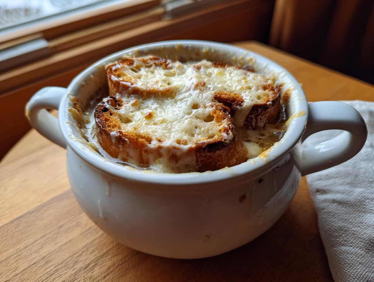 Savor Klassische Französische Zwiebelsuppe mit Käsekruste
