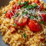 Tomatenrisotto mit Kräutern und Parmesan