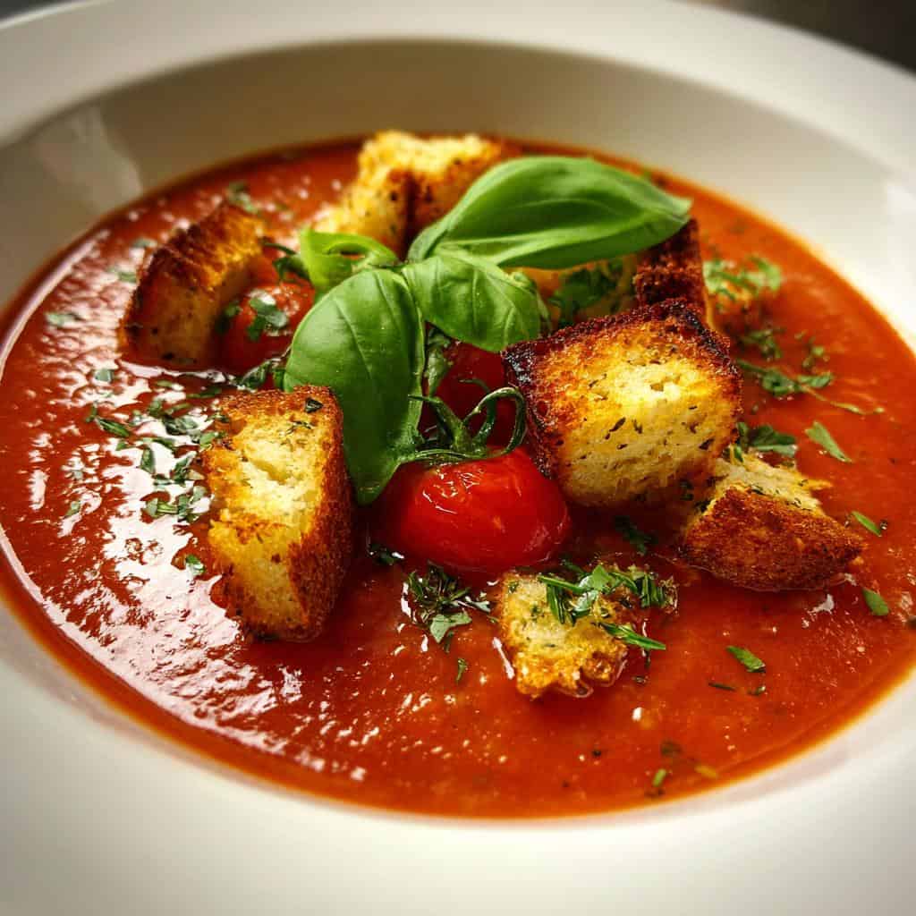Tomatensuppe mit frischen Zutaten für Alltag - detail 1
