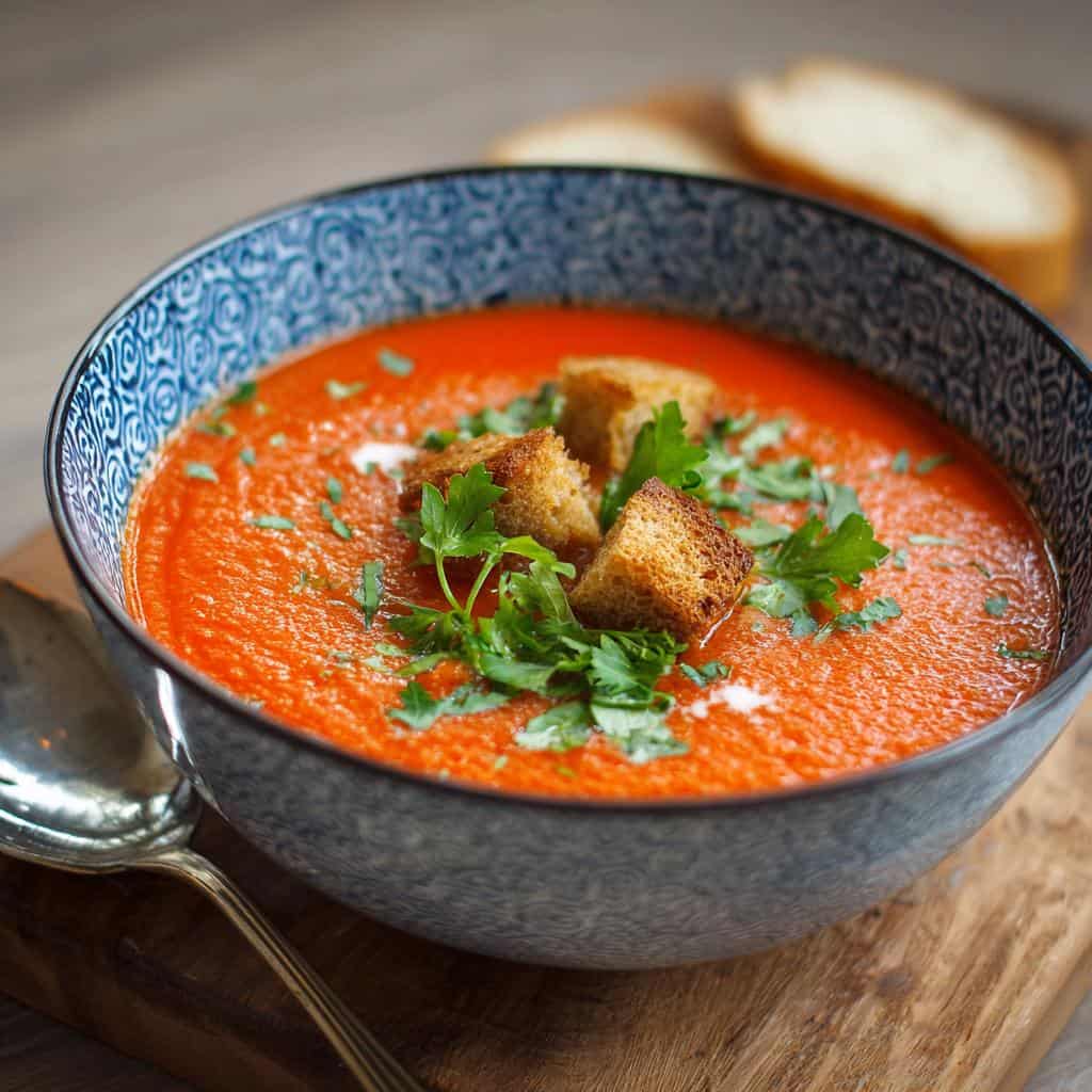 Tomatensuppe mit frischen Zutaten für Alltag - detail 2