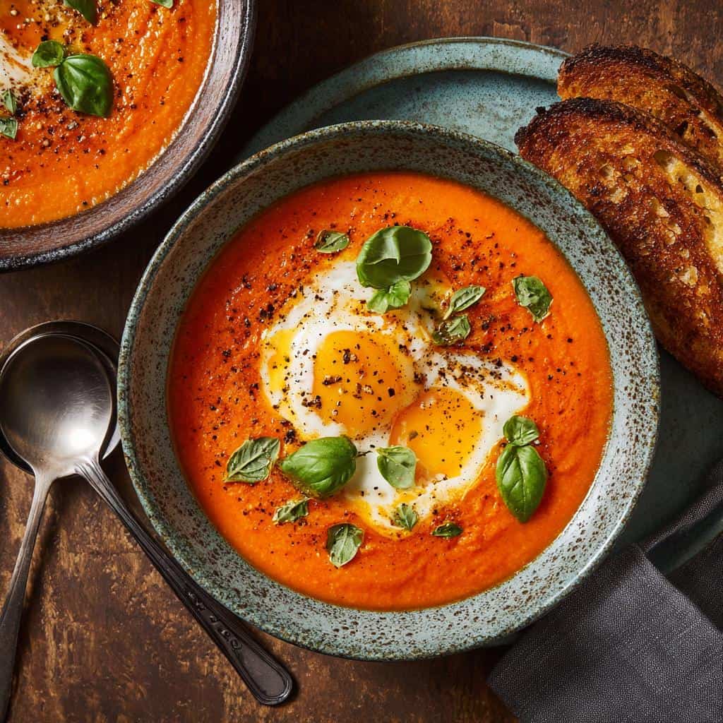 Tomatensuppe mit frischen Zutaten für Alltag - detail 3