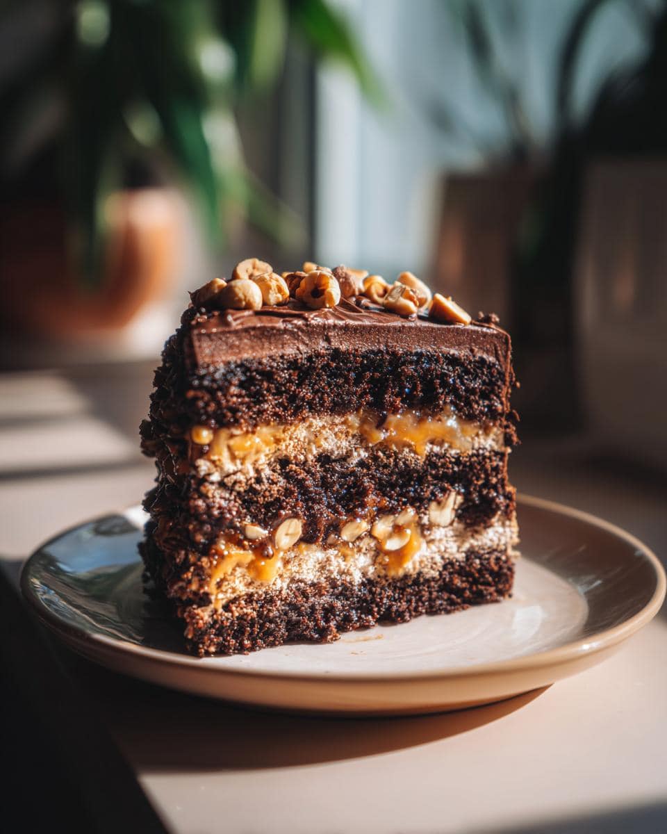 Unwiderstehlicher Schoko-Karamell-Kuchen mit Haselnüssen - detail 1