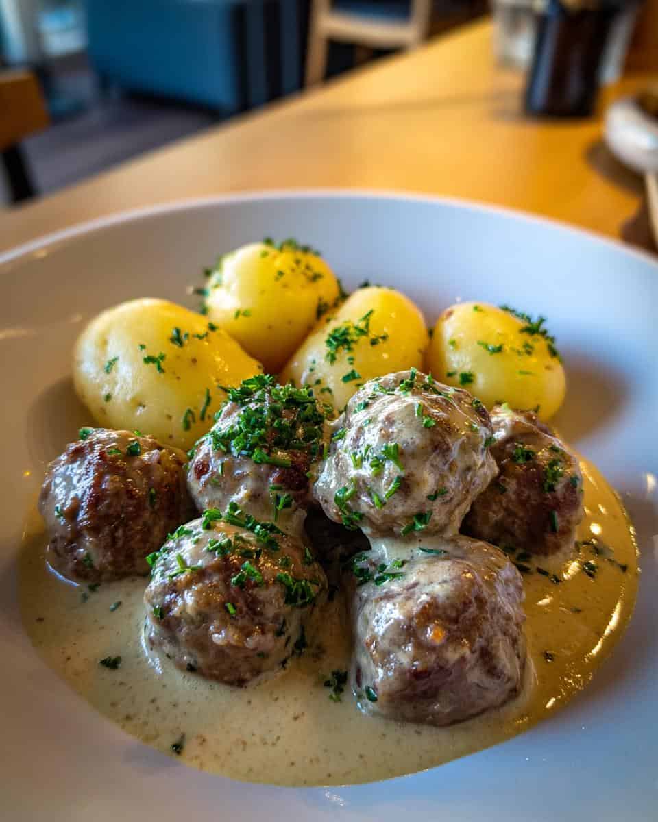 Zarte Klopse in Rahmsauce mit Kartoffeln - detail 1