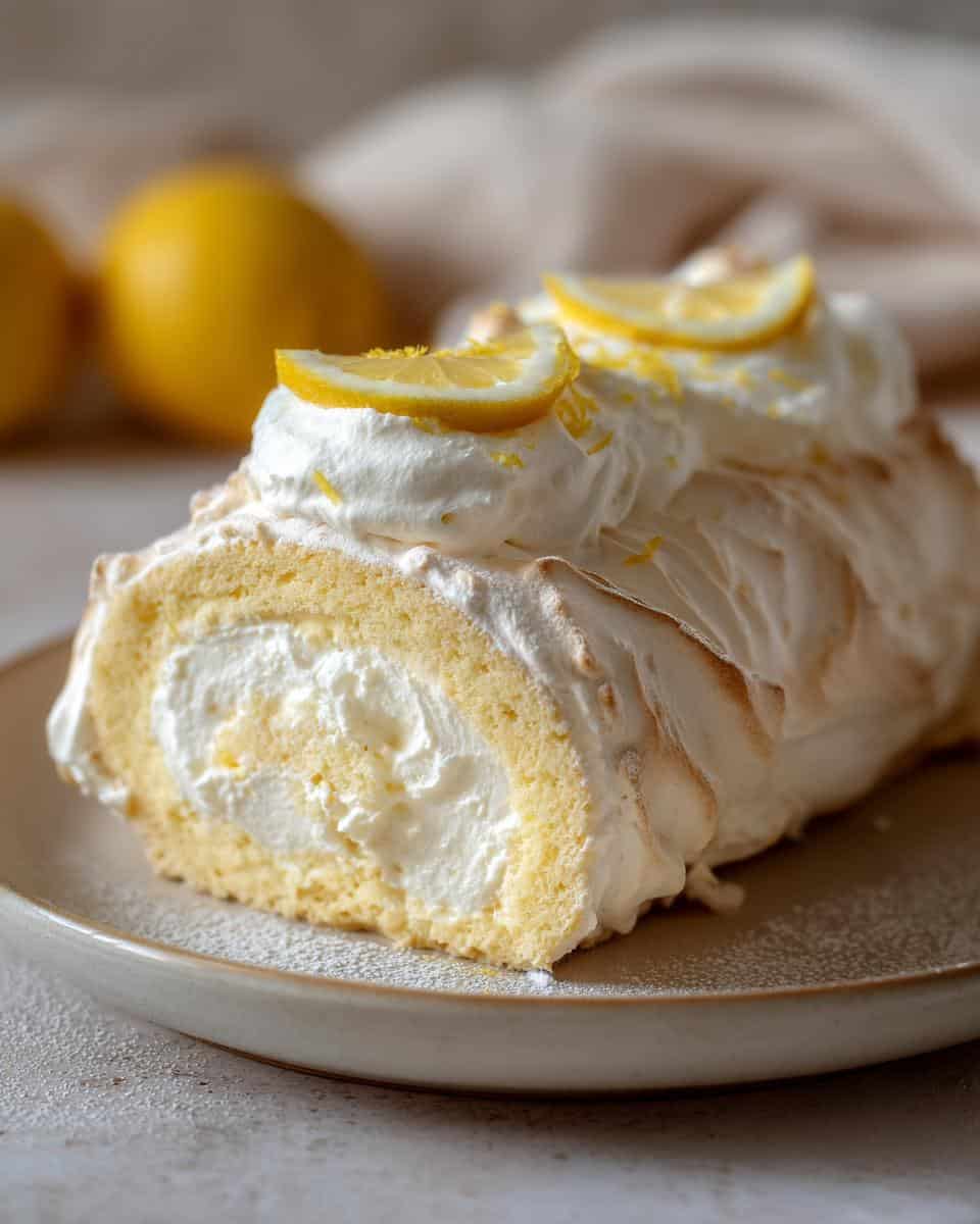 Zitronen Baiserrolle mit Mascarpone - detail 1