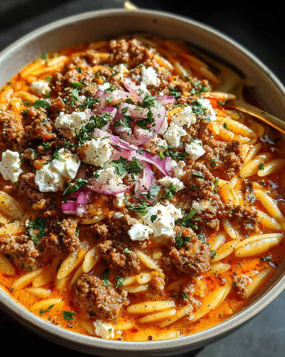 Kritharaki-Hackfleischpfanne mit Feta und lecker - detail 2