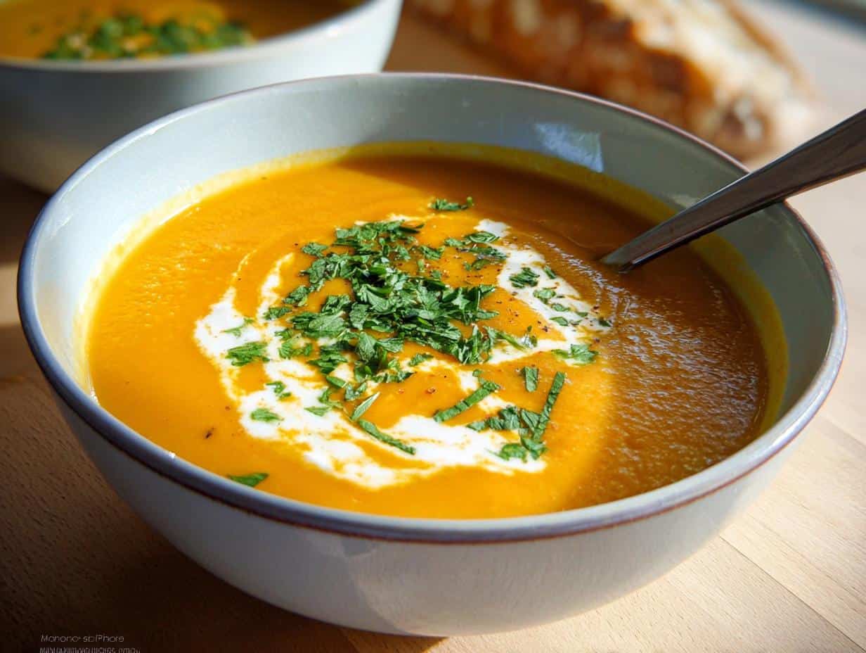 Cremige Karottensuppe mit Ingwer und Kokosmilch