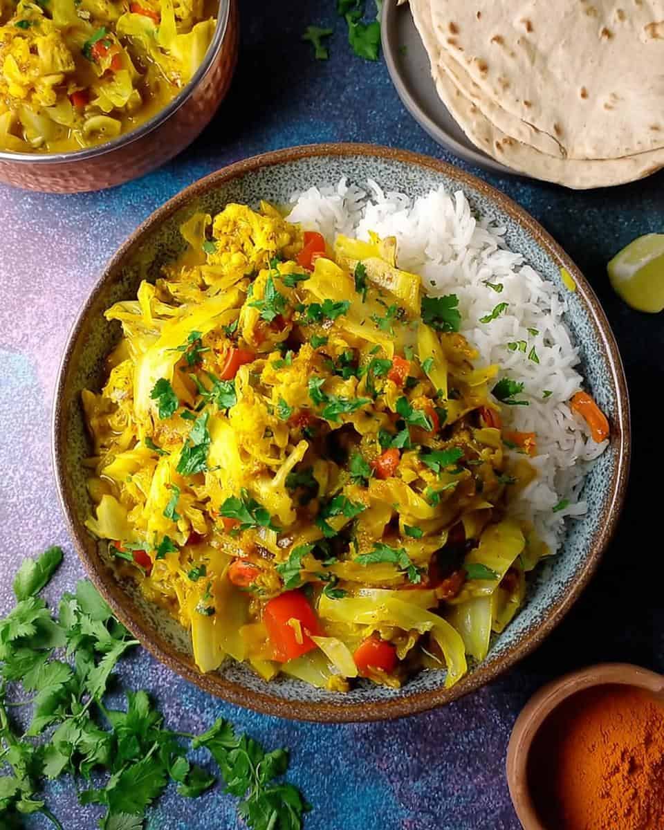 Einfaches veganes Weißkohl Curry mit Kokosmilch - detail 1