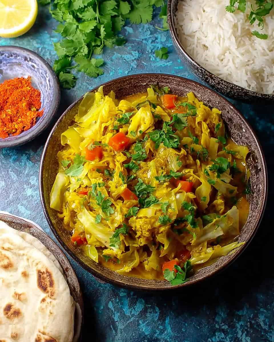 Einfaches veganes Weißkohl Curry mit Kokosmilch - detail 2