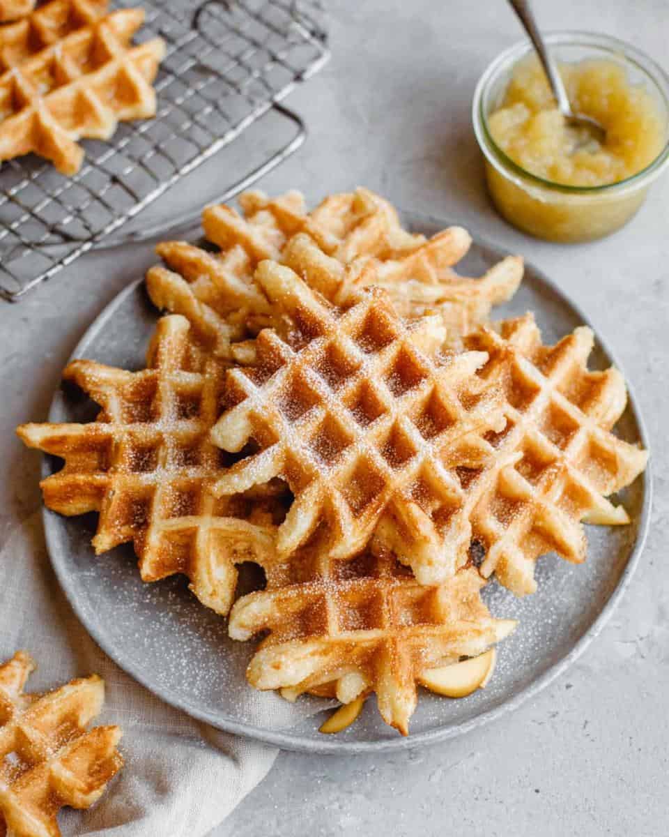 Dinkel Waffeln mit Apfelmus ohne Zucker Rezept - detail 2