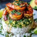 Honig-Limetten-Garnelen-Reis-Stapel