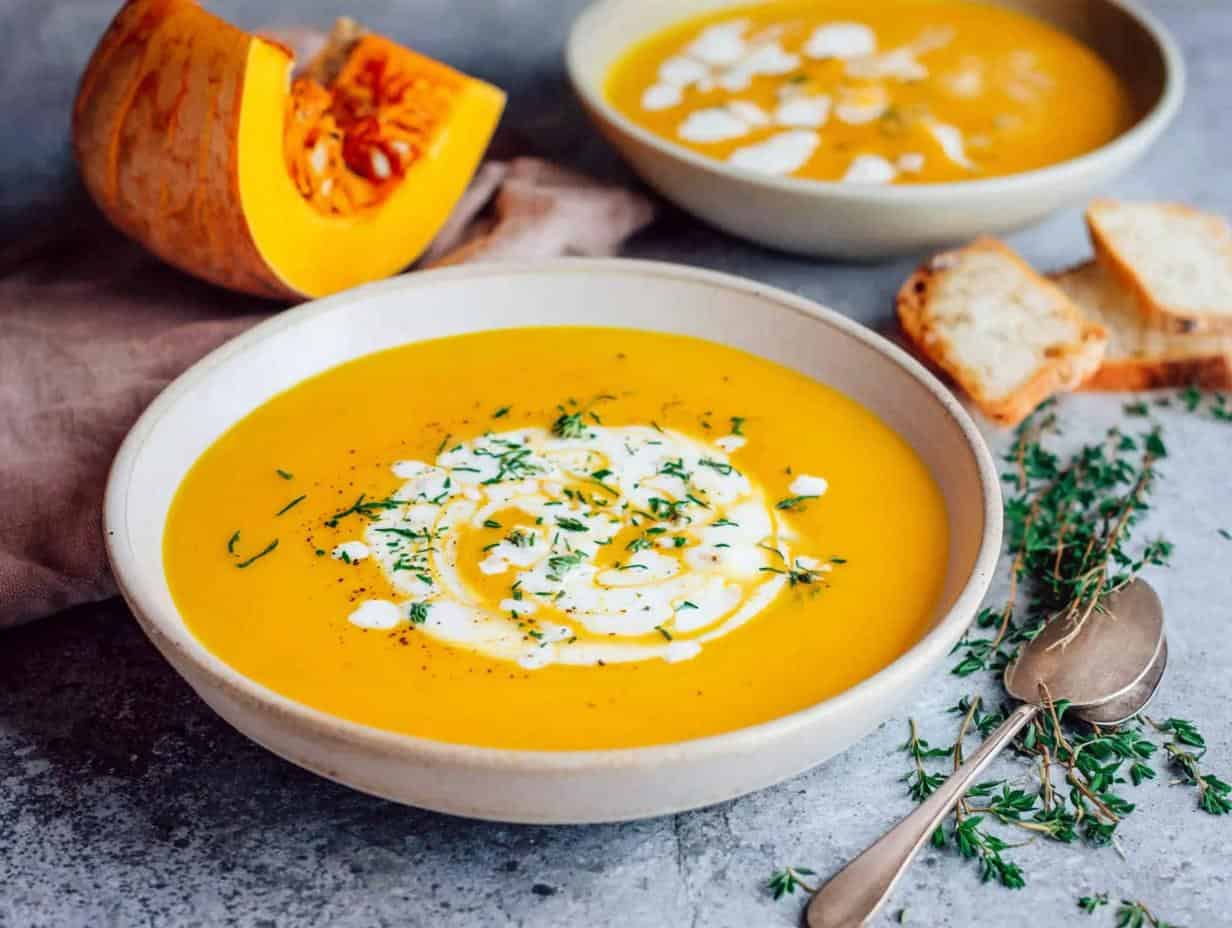 Schnelle cremige Butternut-Kürbis-Suppe: 20 Min Glück