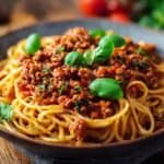 Spaghetti mit würzigem Tofu Hack