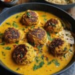 Vegane Linsenknödel in Curry-Sauce