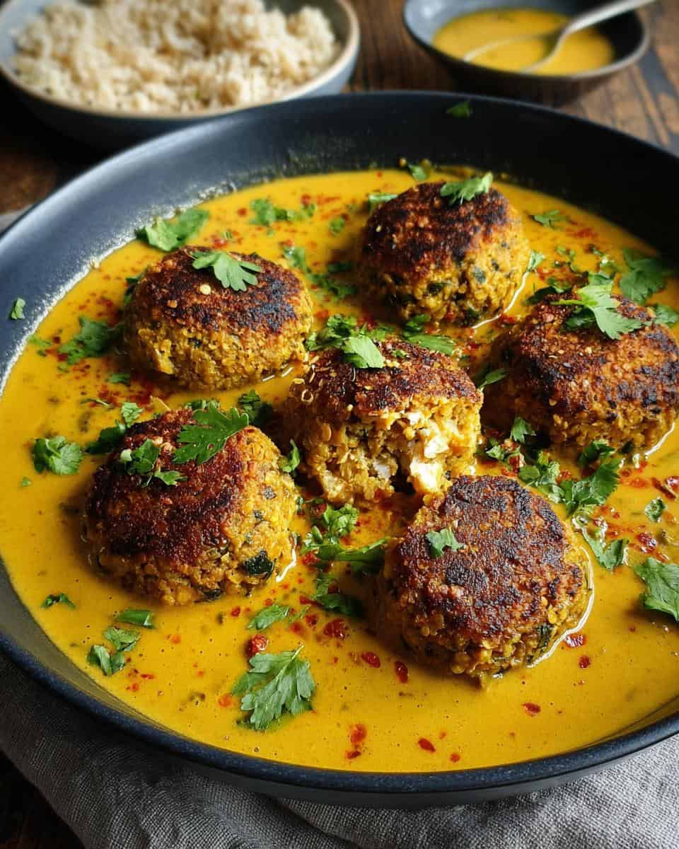 Vegane Linsenknödel in Curry-Sauce - detail 2