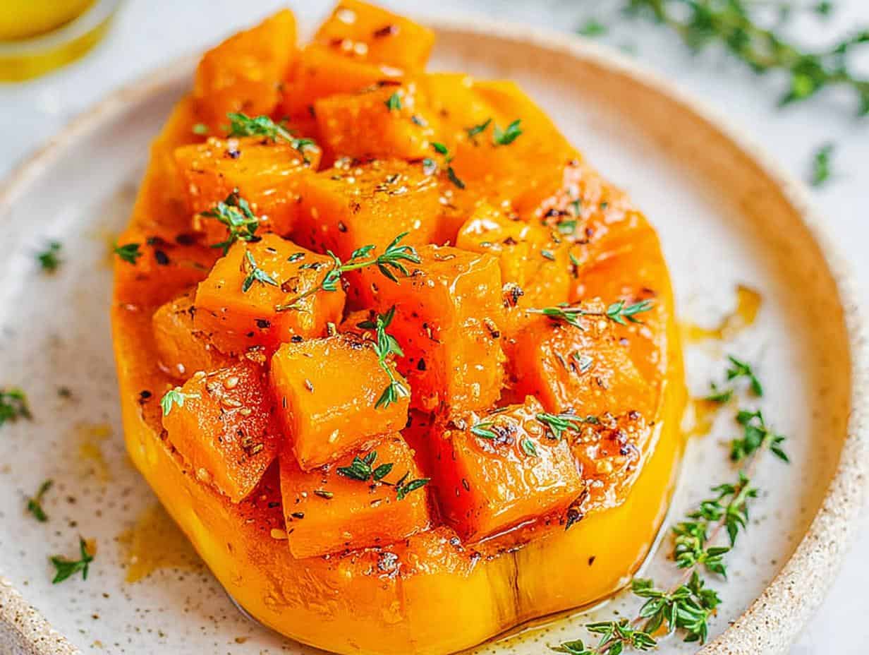 Genial! 1 Trick: Einfacher Ofen Butternut Kürbis zum Auslöffeln